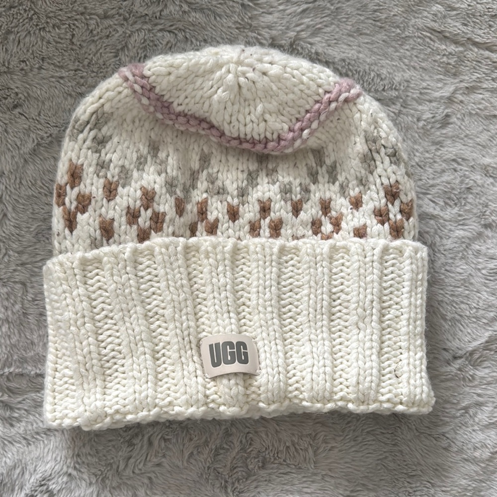 UGG White Knit Beanie